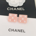 Chanel Pink Resin 18K Gold Earrings