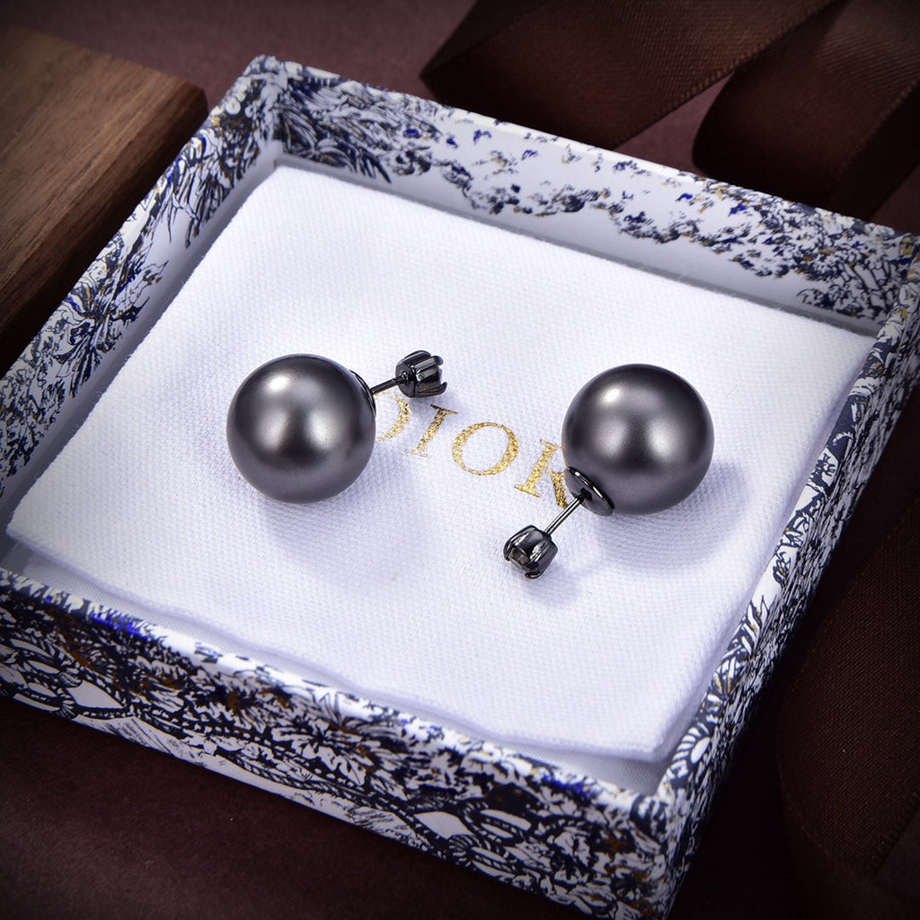 Dior Tribales Black Resin Pearls 18K Gold Earrings
