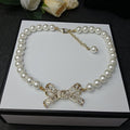 Chanel Bow Pearl 18K Gold Necklace