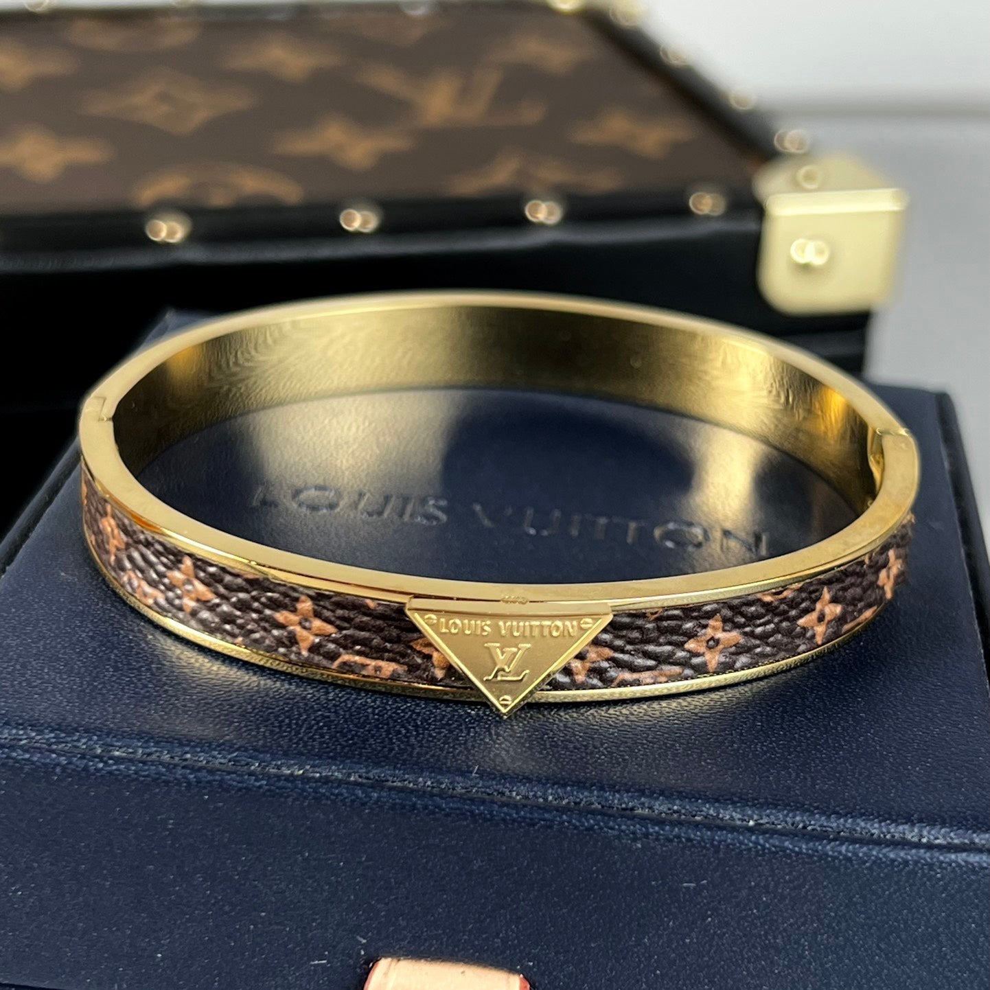 Louis Vuitton Vintage Leather 18K Gold Bracelet