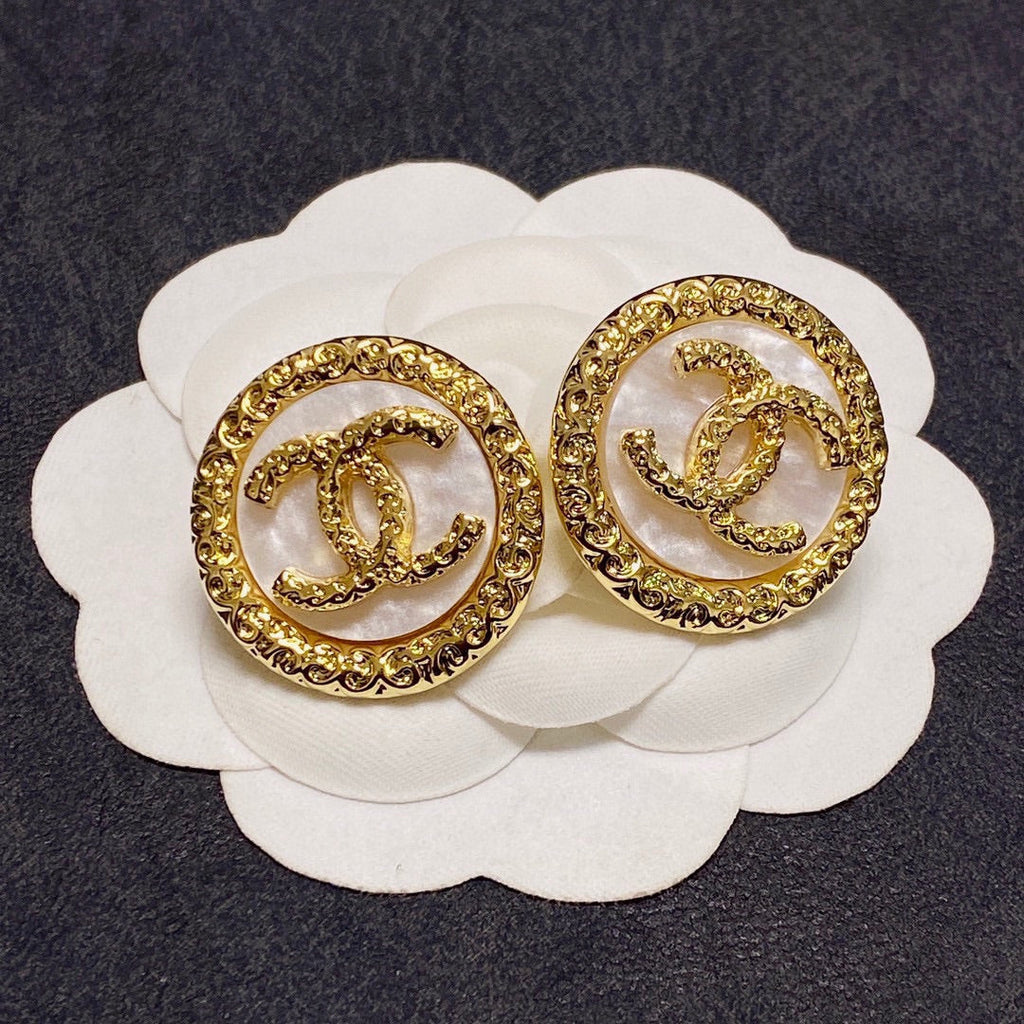 Chanel Crystal 18K Gold Earrings