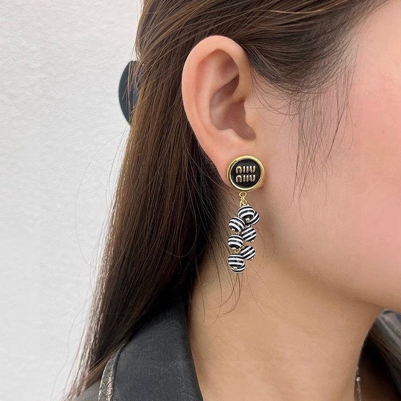 Miu Blue & Pink Ball 18K Gold Earrings