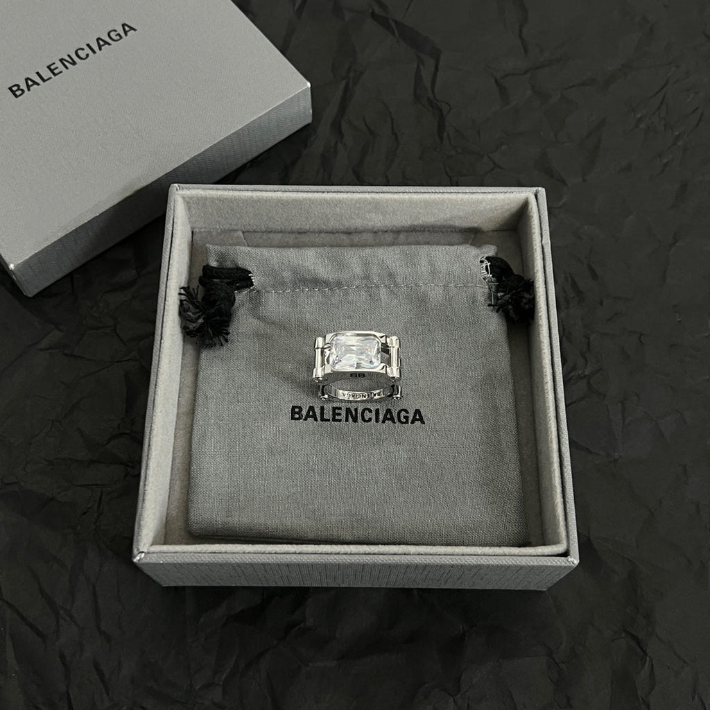 Balenciaga Crystal 18K Gold Ring