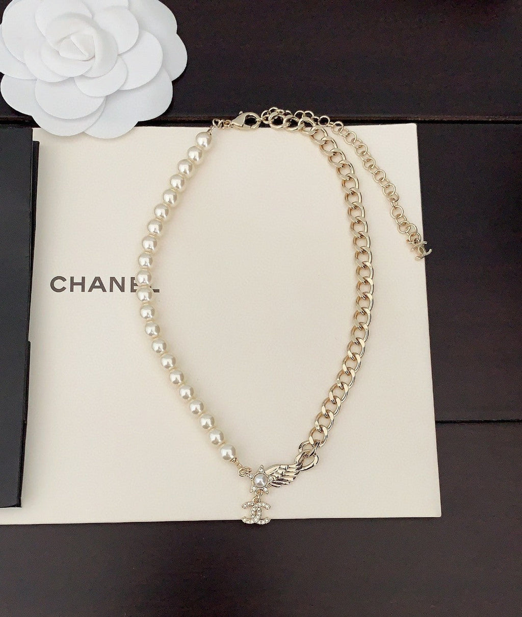 Chanel Pearl Chain Choker 18K Gold Necklace