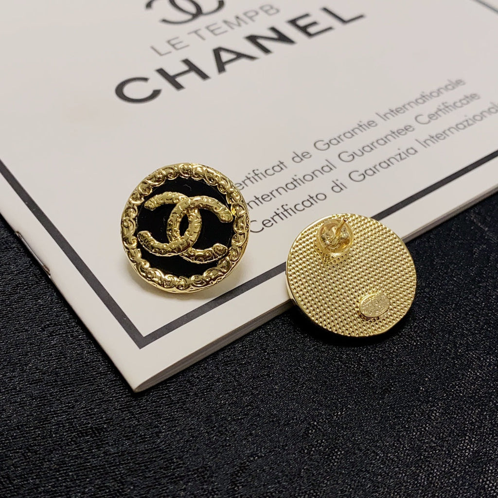 Chanel Black & Red 18K Gold Earrings