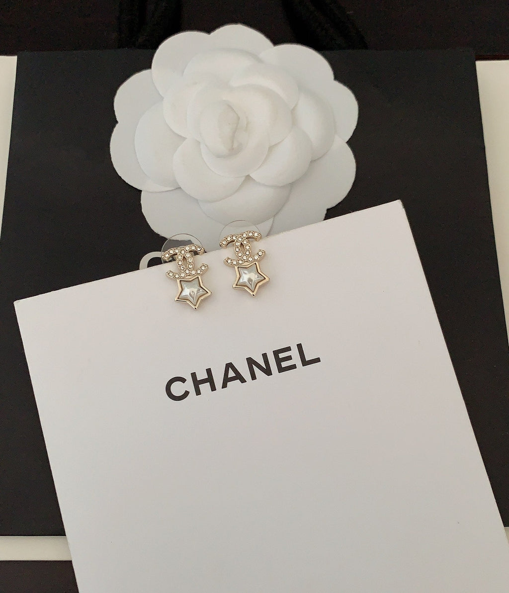 Chanel Star Crystals 18K Gold Earrings