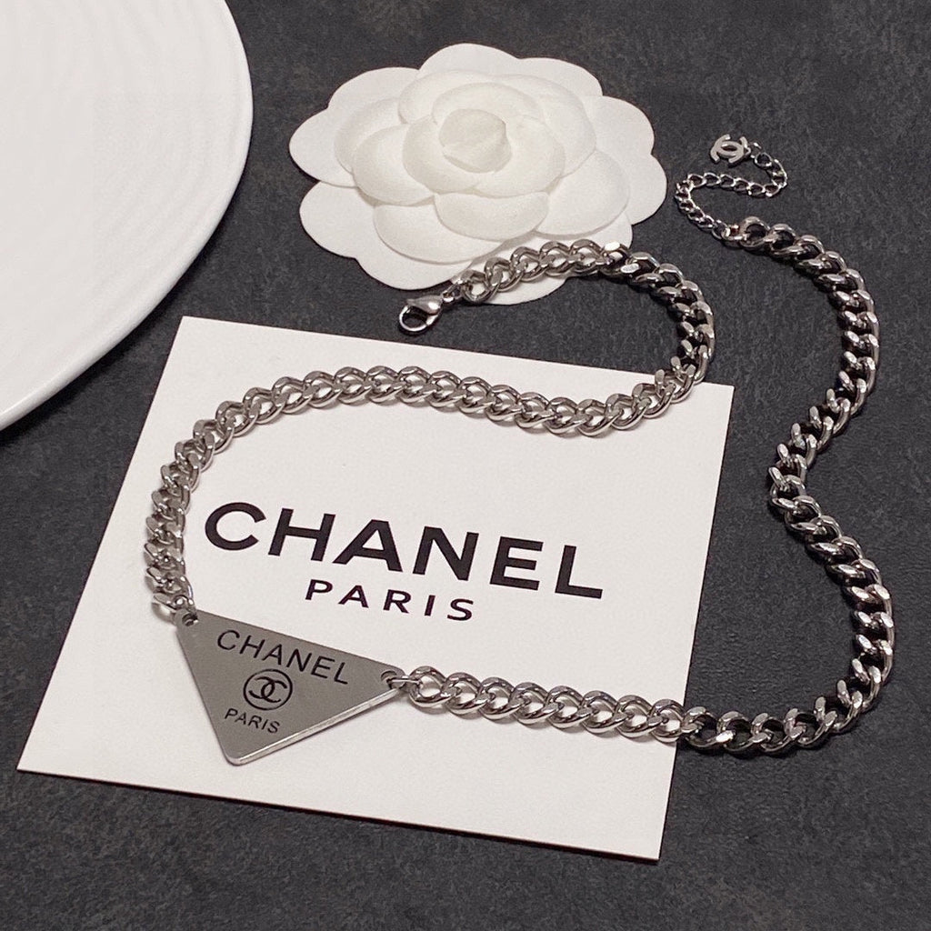Chanel Triangle 18K Gold Necklace
