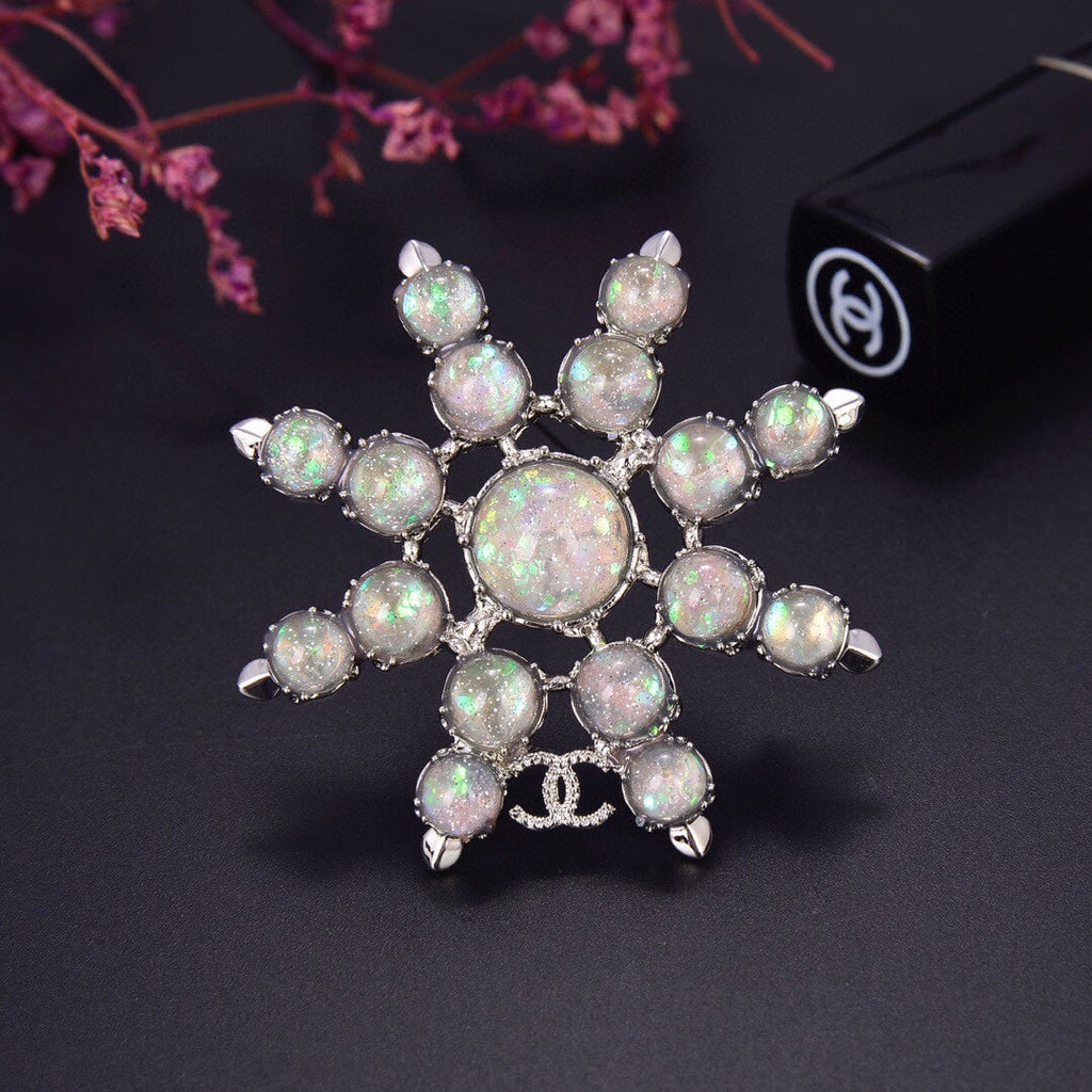 Chanel Flower Crystals 18K Gold Brooch