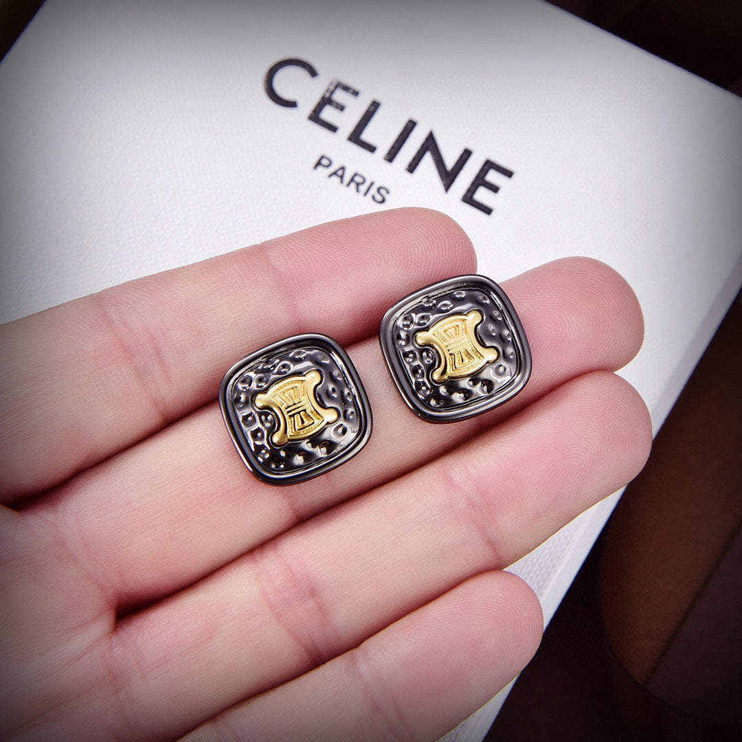Celine Black Gold 18K Gold Earrings