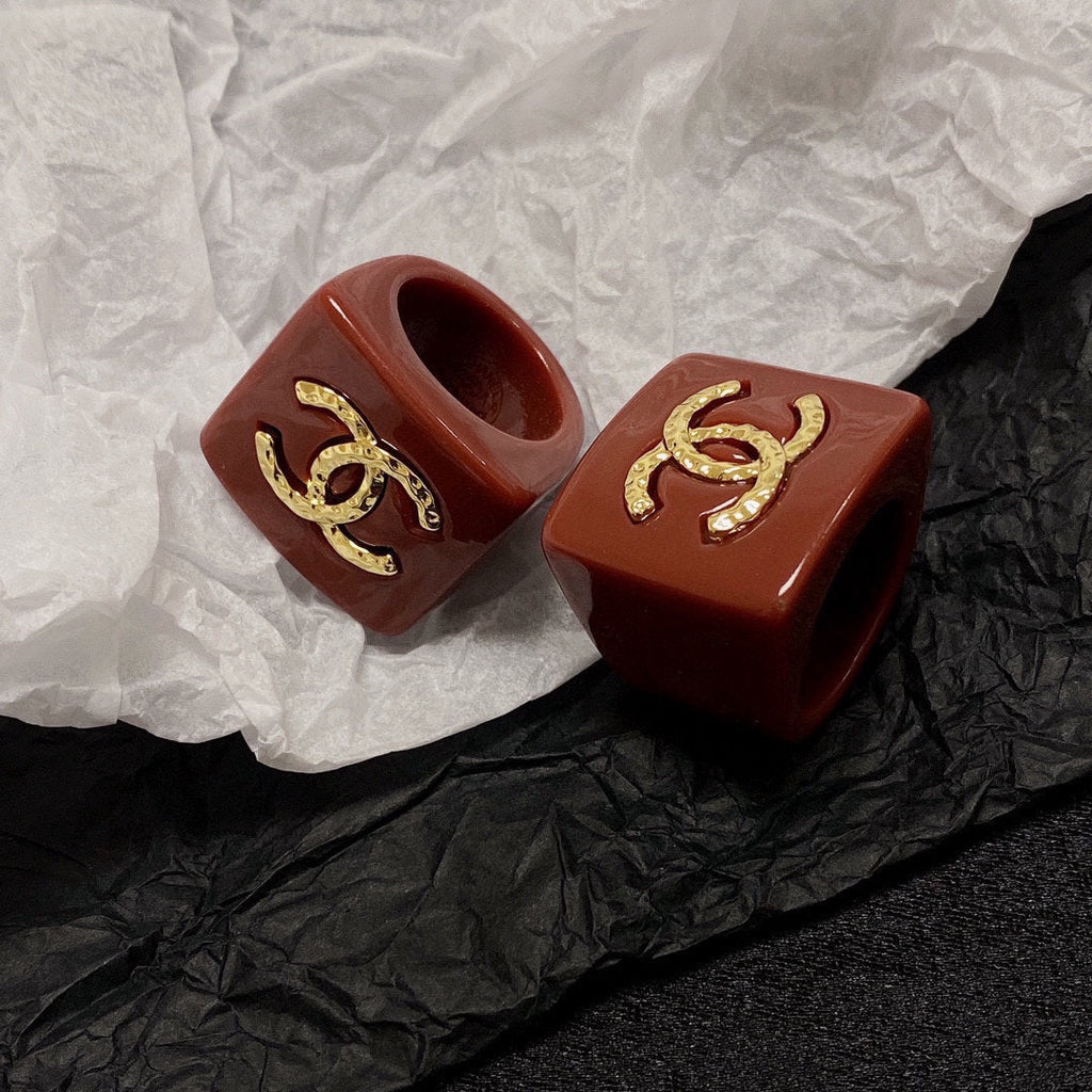 Chanel Vintage Red 18K Gold Ring