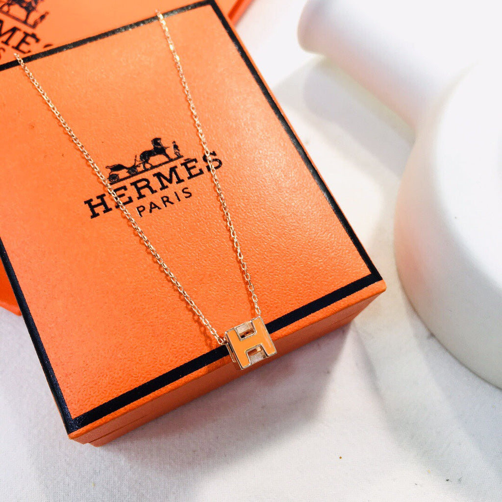 Hermes Cage D'H White 18K Gold Necklace