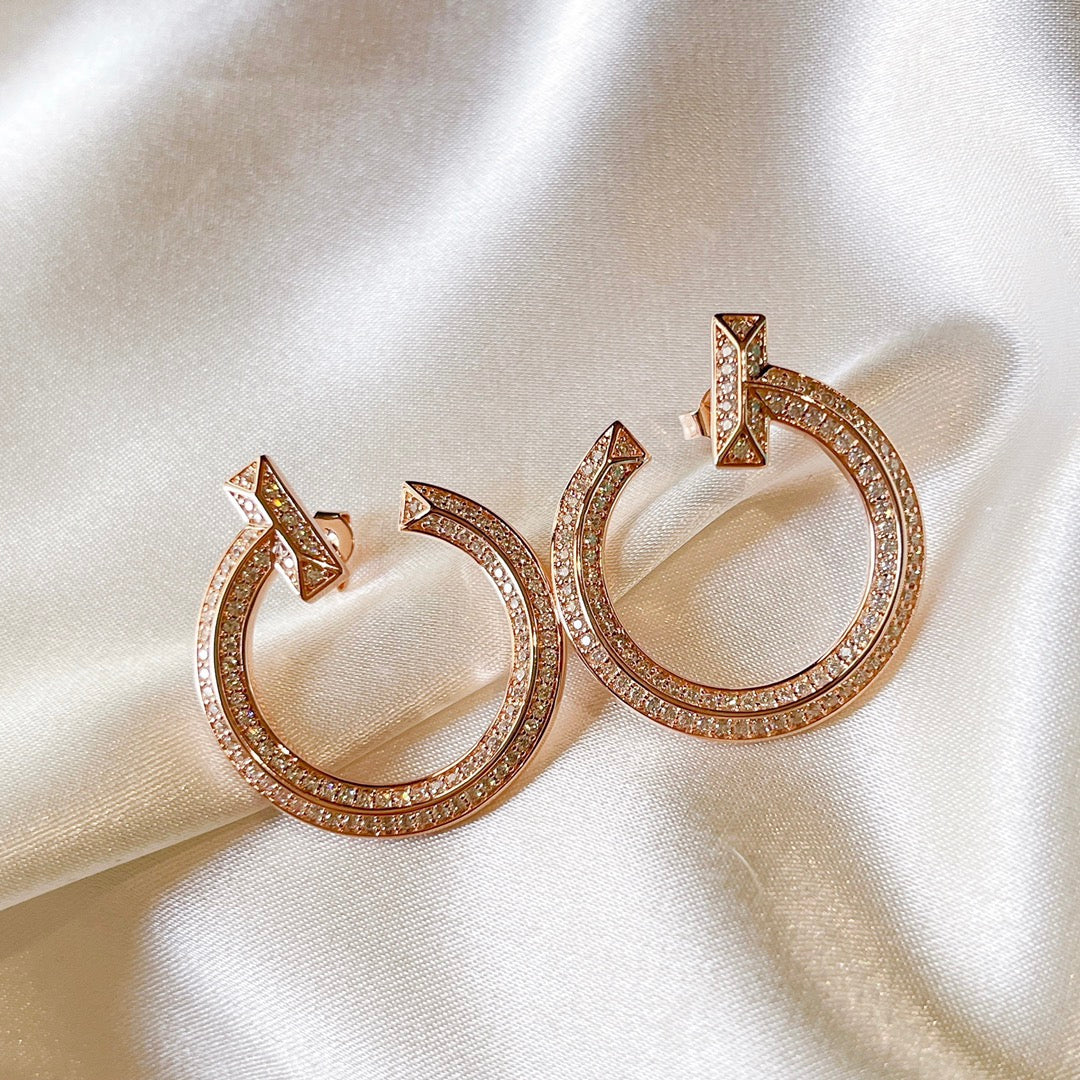 Tiffany T1 Open Hoop 18K Rose Gold Earrings