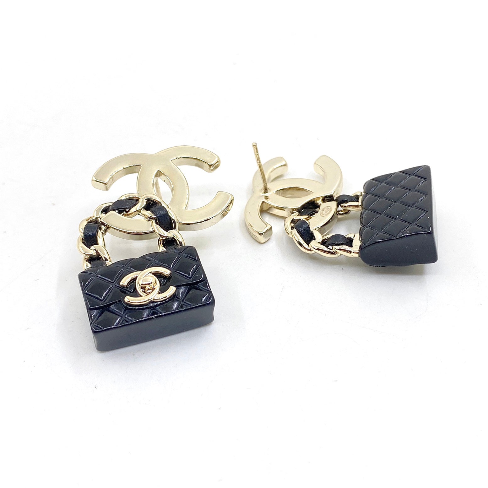 Chanel Bag Drop 18K Gold Earrings